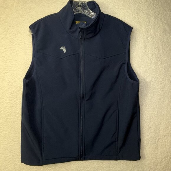 Wyoming Traders Mens Large Zip Up Navy Fleece Lined Soft Shell Ranch Wear Vest - Picture 1 of 7